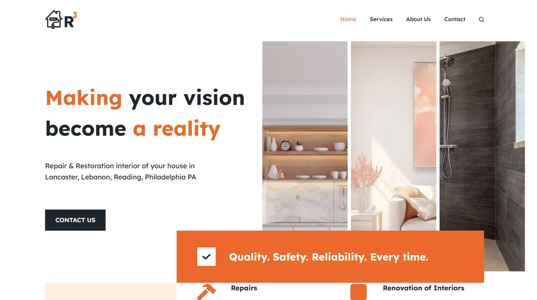 Screenshot of the RestoreInterior website